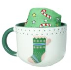 BRANDANI “Mug Calza” Tazza colazione New Bone China con calzini – D 11×9 h, confezione regalo.