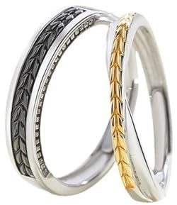 Homxi Anpassat namn justerbar ring för dam herr 925 sterling silver, enkel rund, silverband svart guld par vigselringar