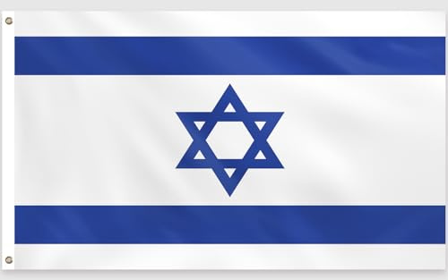 PartyYaa Israel Flagge, 150 x 90 cm Israelische Flagge Einseitiger Druck mit 2 Messing-Ösen, Wasserfest, Israel Banner für Nationalfeiertag, Straßen, Garten, Bar Party Deko