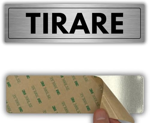 LEIASA | Targa Tirare la Porta - 5x18 cm - Alluminio - Maniglia Verso di Sé | Cartello Tirare l'Anta, Adesivo Pull Apertura Uscita, Insegna Trazione Battente, Segnale Tirare Impugnatura Esterna