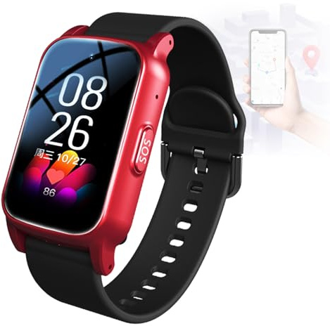 DHsdlpLU Montre Intelligente pour Seniors Agée Montremontre Connectée Senior De Chute Traceur pour Personnes Âgées Suivi GPS en Temps Réel Bracelet Personne Agee Red