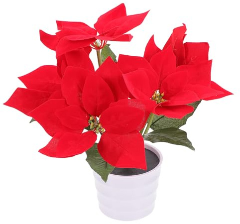 Sewroro Christmas Flowerpot Lights Solar Powered Light Red for Outdoor Decor Garden Landscape