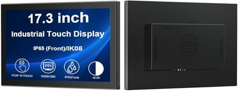 VSDISPLAY Moniteur Industriel Tactile façade IP65, 17.3 Pouces, 1920×1080 | Tactile capacitif 10 Points, boîtier en Alliage d'aluminium