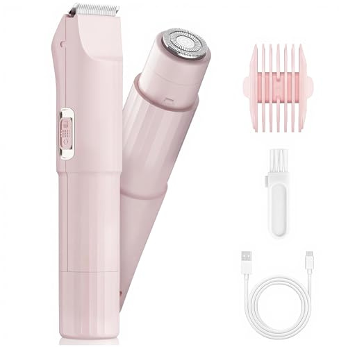Rasoir Électrique Femme, 3 en 1 Tondeuse Visage et Zones Intimes, Pour Jambes, Bras, Aisselles et Maillot, Rechargeable USB, Câble Inclus, Adapté aux peaux sensibles, Rose (Rose)