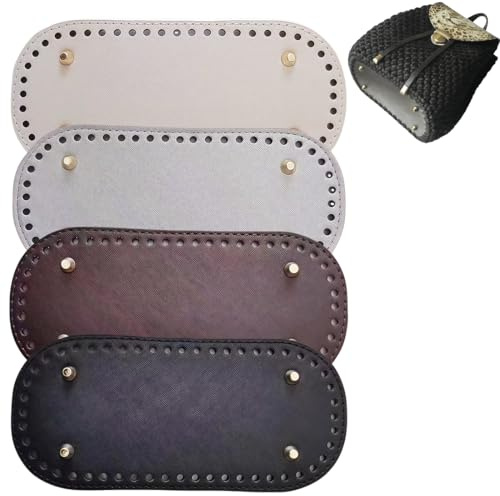IWIDYA Set di 4 Basi Borsa Pelle PU Fondo Borsa Uncinetto, accessori per borse uncinetto,22×10cm Fondi per Borse Uncinetto con Fori, 4 Colori Ovali per Sacchetto A Maglia,
