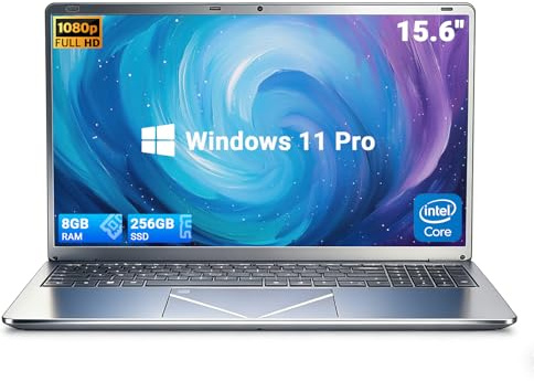 Breloom Laptop Core i3 de 15.6 pulgadas, computadora portátil de negocios Win 11, 8 GB de RAM, 256 GB SSD, USB 3.0 dual, teclado retroiluminado y huellas dactilares