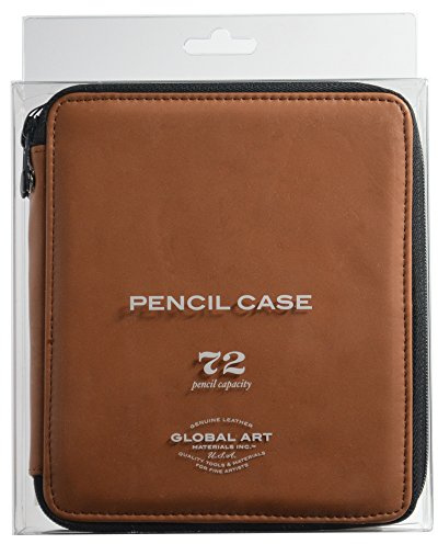 Speedball Art Products Genuine Leather Storage Case for Pencils, Markers, Pens and Art Supplies, Holds Up To 72 Standard Pencils, Antique Brown