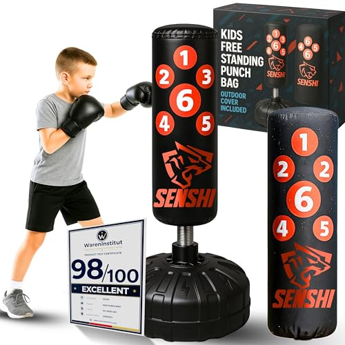 Senshi Japan Children's SOLID 4ft Free Standing Punch Boxing Bag, Junior Boxing Pro, Durable, Versatile, And Fun, Anti Sliding Design