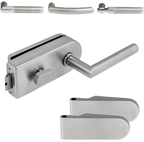 Glastürschloss Set D WC mit integriertem Knauf inkl. 2-tlg. Bänder (waagerechte Studiobohrung) Edelstahl matt - Hope