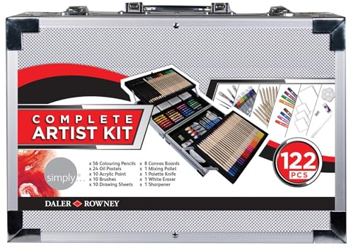 Daler Rowney Simply - Juego completo de pintura multitécnica para artistas, varios colores y productos de arte, idea de regalo de arte, ideal para artistas profesionales y estudiantes