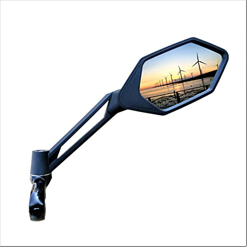 MEACHOW Kratzfeste Glaslinse, Lenker-Fahrradspiegel, verstellbarer, sicherer Rückspiegel, Fahrradspiegel (blaue rechte Seite) ME-005RB