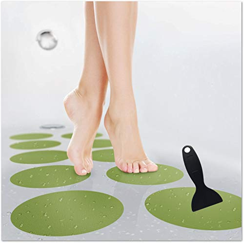 cocofy Große Anti-Rutsch Sticker für Badewanne und Dusche Ø 15 cm XXL Pads, grün, rund, Anti Rutsch Aufkleber als rutschfeste Antirutschmatte in der Dusche auch für Kinder, 10-Pack