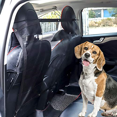 MengH-SHOP Hundegitter Netz Trenngitter Auto Hund Kofferraum Trenngitter Universal Verstellbares Sicherheitsbarriere für Hunde 115x62cm Schwarz