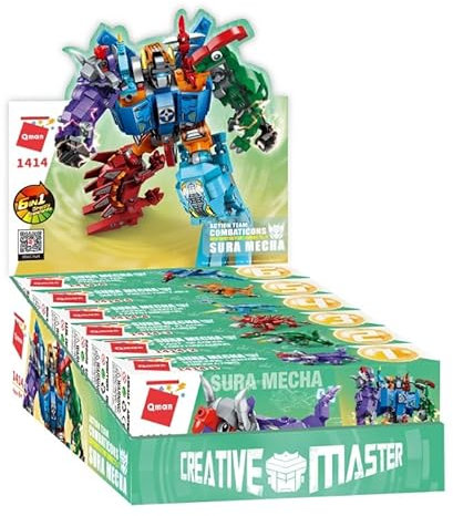 Qman 1414 Creative Master Transform Dino Roboter Klemmbaustein-Set für Kinder ab 6 Jahre