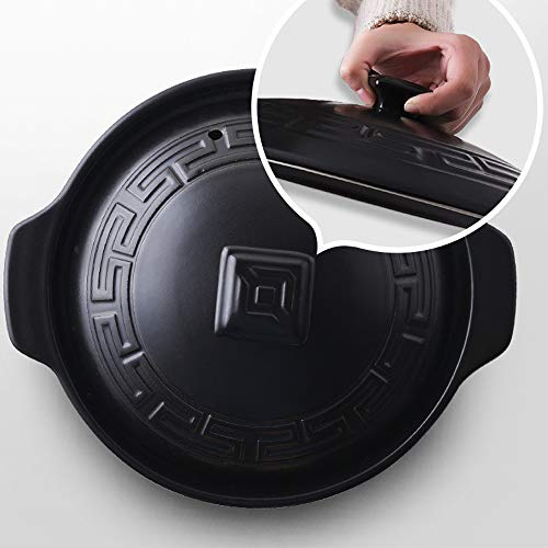 YISUPP Casserole en Céramique Pot à Soupe/Pot en Argile 1-1 6 Litre Best Love for The Family Hot Pot Japonais Pot en Argile Polyvalent Petit Cuiseur Coréen à Ragoût Peu Profond,Black-1.1L
