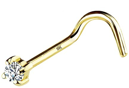 OUFER Body Piercing 14K Piercing Nez Or 20G Clou de Nez Stud en Forme de L Vis Nasale avec CZ Brillant Piercing Nasale Anneau pour Femme Cadeau Fille Bijoux Piercing Corps