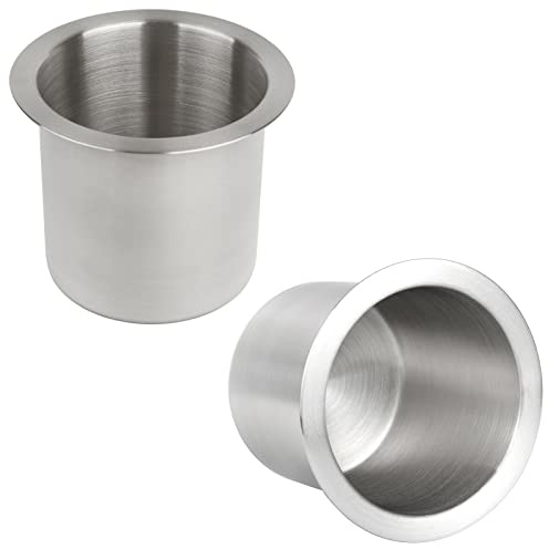 2Pcs Stainless Steel Drop-in Cup Drink Holder Silver Poker Table Drink Holder Cinema Sofa Drop-in Drink Cup Holder for Yacht Boats RV Cars and Trucks