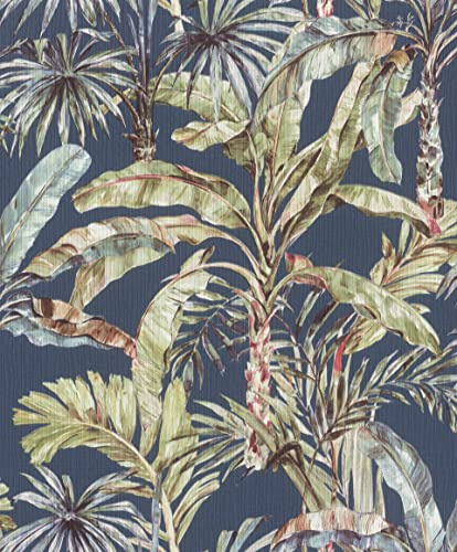 Rasch Tapeten Vliestapete (Botanical) Blau grüne 10,05 m x 0,53 m Florentine III 485288