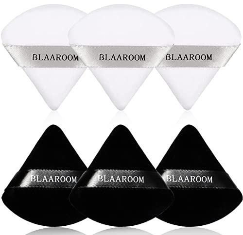 6 Pieces Soft Triangle Powder Puff Face Makeup Velour for Loose Powder Mineral Powder Body Powder Wet Dry Cosmetic Foundation Sponge Makeup Tool