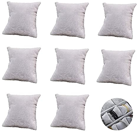 Togetherkings 8 Stücke Uhrenkissen,Kissen für Armbanduhren, Schmuck Display Kissen,Kleines Schmuckarmband Kissen,7×8cm,für Uhren Armband Armreif Display Uhrenbox Schmuckständer （Grauer Eisblumensamt）