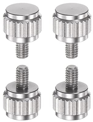 sourcing map 4pcs Vernier Calipers Locking Screws M2.5x4mm Round Flat Head Knurled Thumb Knob Bolts