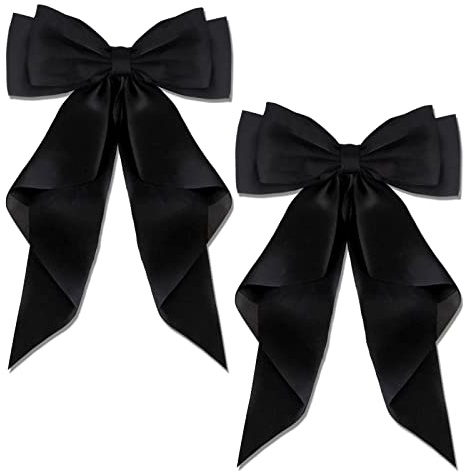 AYNKH 2 Haarspangen mit großem seidenmattem Satin-Bogen, einfarbig, einfache Accessoires zum Halten der Haare, für Frauen und Mädchen
