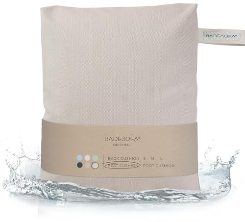 BADESOFA Badewannen-Sitzkissen in Perlmutt | Badewannenkissen für Hüfte & Gesäß, Handgefertigt in Europa, Waschbar & Schnelltrocknend, Spa Kissen für hohe Badewanne