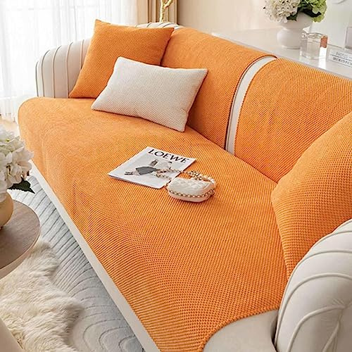 MTHGH Sofabezug Sofaschoner Couchbezug L Form rutschfeste Sofaschutz Wasserdichter Sofasitzbezug Sofa Sitzkissenbezug Sofa Überwurfdecke,orange-70x150cm