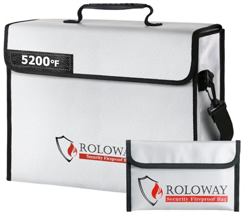 ROLOWAY Große feuerfeste Tasche, 2871 °C, wärmeisoliert (38,1 x 30,5 x 12,7 cm), feuerfeste Dokumententasche für Bargeld und Dokumentensicher