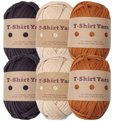 Garn, Häkelgarn, 6-teilig, dickes Strickgarn-Set, 33 Yards, T-Shirt-Garn, 100 g, elastisches, grobes Garn for Taschen, Überwürfe, Decken, Häkelteppiche, Heimdekoration, Stricksets