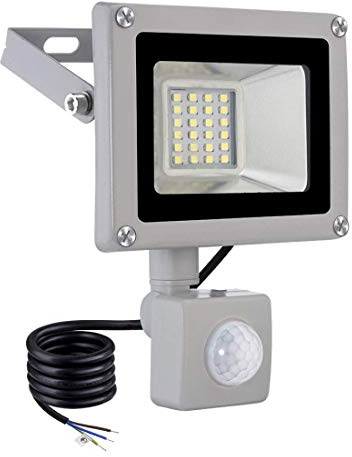 Générique Lightsracks extérieurs Projecteur LED avec capteur de Mouvement, lumières de sécurité 20 W, 1600 lumens 6000 K Blanc Froid Ip65 Applique Murale de Jardin étanche, Spot à capteur ex