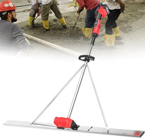 LFfwynog Outil de vibrateur de Finition de béton pour Chape électrique, kit Vibrant pour Chape en béton, Vitesse de 3000 à 6000 TR/Min avec Panneau en Acier Inoxydable,2battery-1motor-1.5M