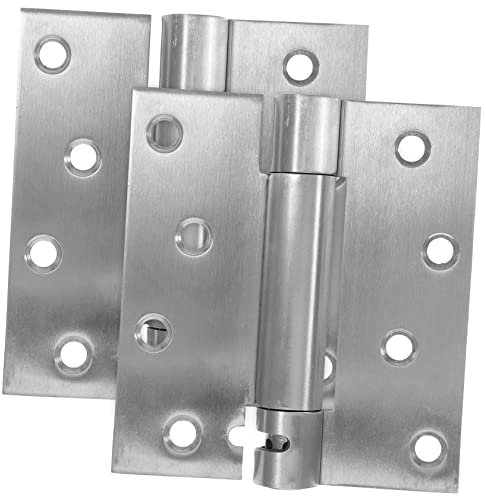 ANDRESLAD Self Closing Stainless Steel Spring Loaded Door Hinges Adjustable Invisible 4-inch Heavy Duty Hinges for Interior and Exterior Doors 2pcs