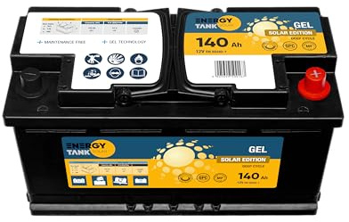 Autobatterie 12V 140 Ah - Gel Solarbatterie | Mobil und Stationär - Solar Batterie Lange Lebensdauer - Versorgungsbatterie Gegen Vibrationen und Stöße Geschützt