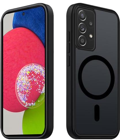 Tawarror Magnetiskt fodral för Samsung Galaxy A52/A52s, genomskinlig, matt baksidesskal för Samsung A52, PC anti-repor TPU-stötdämpare anti-fingeravtryck tunt skyddsfodral, svart