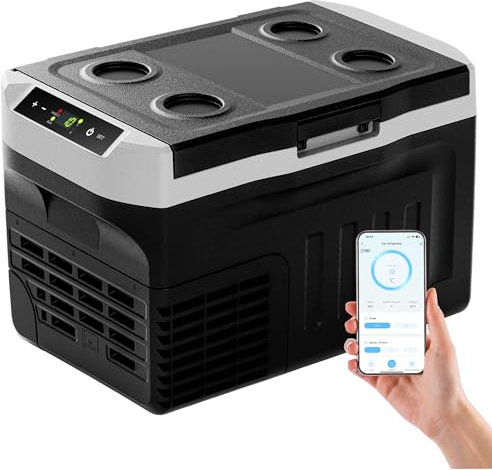 EUHOMY Frigorifero a compressore da 21 l, 20 ℃ ~ 20 ℃, 12 V, congelatore Portatile 12/24 V DC 220 – 240 V AC, con Controllo App per Campeggio, Viaggi, Camion, casa