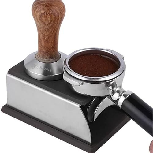 CYSFETENA Kaffee Tamper Station aus Edelstahl und Silikon, Kompakter Tamper Halter Tamper Station für Espresso, Kaffee Station Zubehör für Barista und Kaffeeliebhaber (Schwarz)