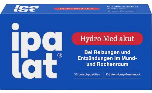 ipalat Hydro Med akut, 32 St. Pastillen | Lutschpastillen bei Halsschmerzen, Mundtrockenheit, Hustenreiz und Heiserkeit