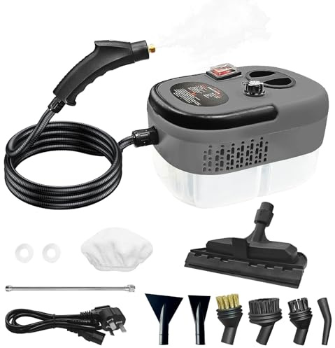 UANKOY, pulitore a vapore 2500 W, con 3 testine per spazzolino per polvere, portatile, con controllo della temperatura multistadio per pulire forno, mobili, auto, vetro, pavimento e altro ancora