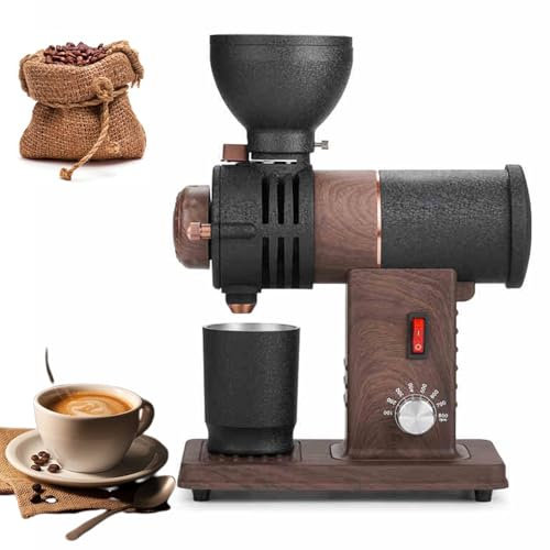Macinacaffè Elettrico, Macinacaffè Elettrico Automatico Regolabile con Rugosità di Macinazione a 10 Marce, capacità Chicchi di 250 g, con Macinatura Regolabile tramoggia, Espresso/Goccia/Versare B