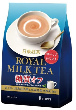 Nittoh Royal Japan Milk Tea Original Sugar Off (9.4g*8) 75.2g – Premium Instant Milk Tea Sticks - Covenient Pre Packed Stick - Versatile Use - Instant Beverage Drinks
