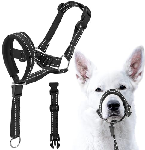 Voarge Ausbildungsgeschirr Hundehalfter Haustier Maulkorb, Einfache Anpassung, Leicht, mit gepolstertem Nasenriemen, Hundemundschutz Training Halter verhindert Bellen Beißen und Kauen, M