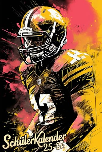Schülerkalender 2025-2026 | American Football: Hausaufgabenheft mit Stundenplänen | DIN A5 | für Grundschule oder Gymnasium mit Coolem Motiv | Für Jungen und Mädchen.