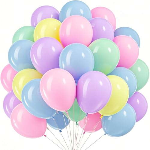 DazzJoy 100 Stück Pastell Luftballons Geburtstag,12 Zoll Luftballons Bunt Pastell,Helium Ballons Bunt,Latex Party Ballons für Geburtstagsdeko,Babyparty,Hochzeit,Ballongirlande,Kindergeburtstag