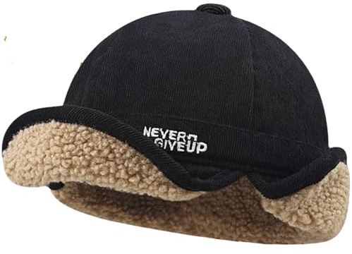 NLAND Uomo Berretto in Caldo Invernale con paraorecchie Antivento Cappello Invernale Unisex Berretto Foderato Rolled con Soffice in Pile ，Nero Taglia Unica