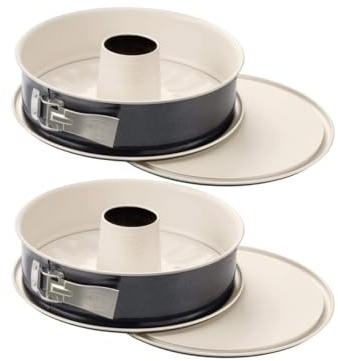Dr Oetker 9330650 Lot de 2 moules à manqué et à savarin 26 cm, moule à savarin, moule à charnière, moule a gateau, moule gateau rond, moule couronne, anti-adhésif, Acier, Céramique, 26 x 8 cm