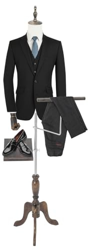 Manichino da uomo regolabile in altezza 150-180 cm, manichino con braccia in legno, rivestimento in tessuto e base per treppiede, manichino per abiti, giacche, camicie, manichino sartoriale bianco