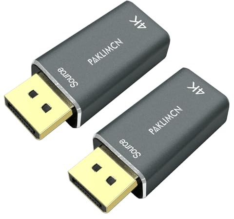 PAKLIMCN Adattatore da DisplayPort a HDMI 4K 60Hz, convertitore da DP a HDMI, placcato oro, 3840 x 2160 @ 60Hz (4.2.0)/30Hz (4.4.4) per computer, laptop, PC, monitor, TV, proiettore (confezione da 2)