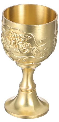 PAMINGONO Copa de Licor Vintage de Metal con Floral Cáliz Europeo de Bronce Duradero Diseño Ergonómico de para Bodas y Ceremonias Tradicionales