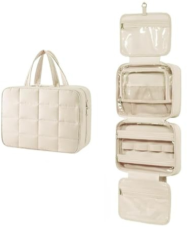 Pomodee Trousse de toilette de voyage pour femme, sac de voyage portable à suspendre avec organisateur de bijoux pour cosmétiques, articles de toilette, shampooing, après-shampooing, après-shampooing